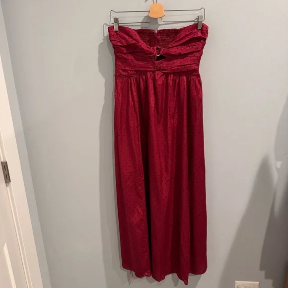 NWT Abercrombie & Fitch Strapless Cutout Maxi Dress in Plum Dot, Size MP - Picture 5 of 13